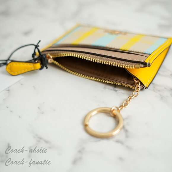 NWT Coach CBL88 Mini Skinny Id Case With Plaid Print Bright Maize Multi - Picture 5 of 7